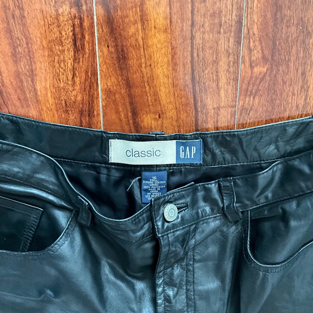 Vintage Unisex Gap Jeans, Leather straight classic Pants Size 16 36, 80’s - Picture 4 of 5